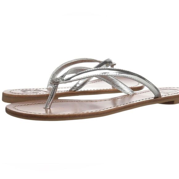 Tory Burch Silver Metallic Terra Thong Sandals - Picture 2 of 14